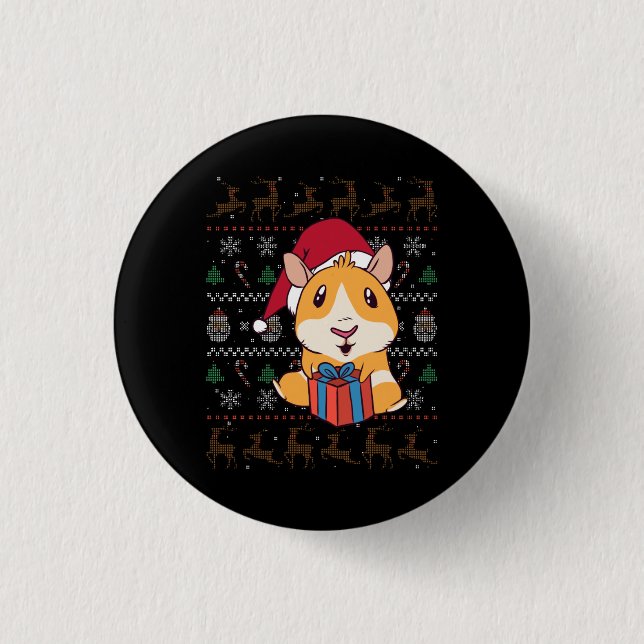 Guinea Pig Christmas Button (Front)
