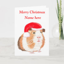 Guinea Pig Christmas card, customizable Holiday Card
