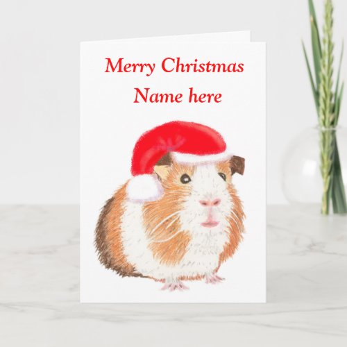Guinea Pig Christmas card customizable Holiday Card