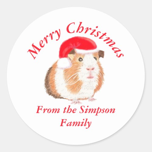 Guinea Pig Christmas Classic Round Sticker