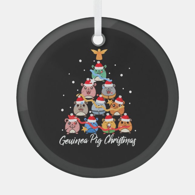 Guinea Pig Christmas Glass Ornament (Front)