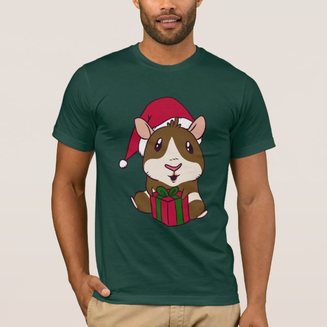 Guinea Pig Christmas Holiday Humor T-Shirt (Front)
