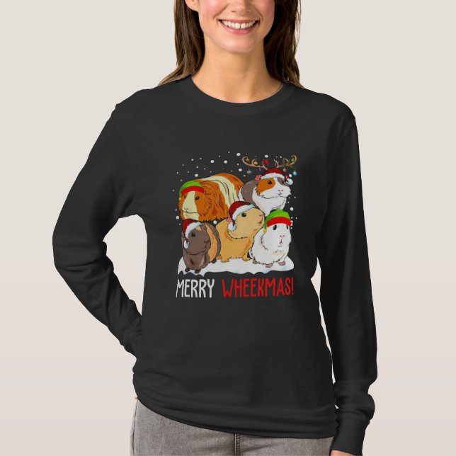 Guinea Pig Christmas Merry Wheekmas  Guinea Pigs T-Shirt (Front)