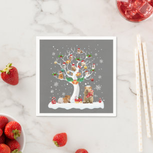 Guinea Pig Christmas On Winter Tree Goat Lover Paj Napkins