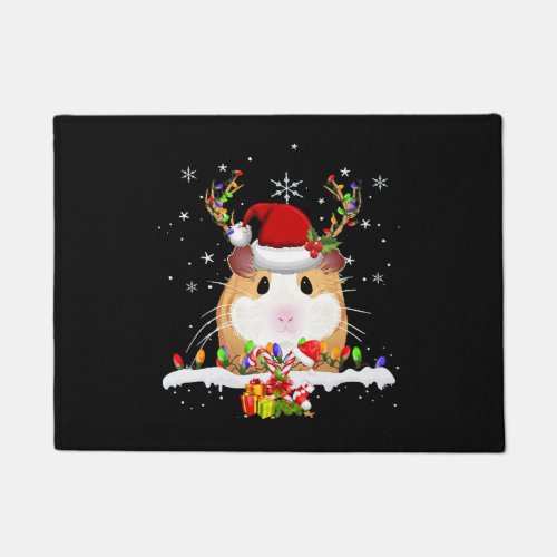 Guinea Pig Christmas Reindeer Christmas Lights Doormat