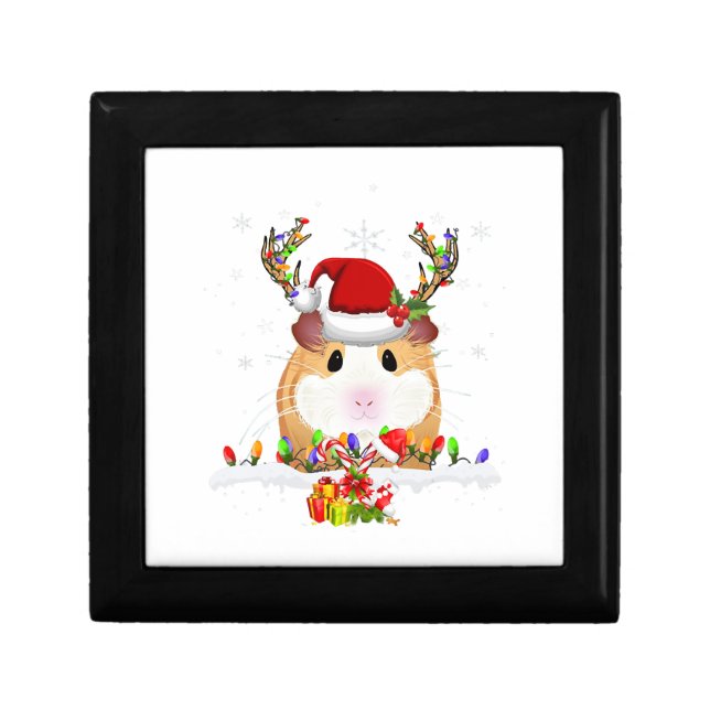 Guinea Pig Christmas Reindeer Christmas Lights Gift Box (Front)