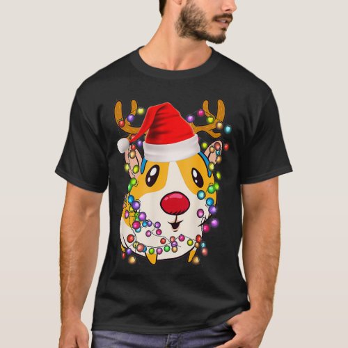 Guinea Pig Christmas Reindeer Christmas Lights Paj T_Shirt