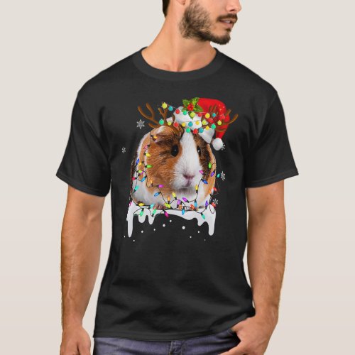 Guinea Pig Christmas Reindeer Christmas Lights Paj T_Shirt