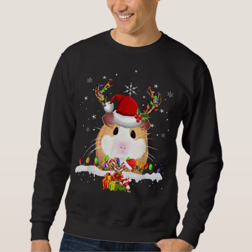 Guinea Pig Christmas Reindeer Christmas Lights Sweatshirt