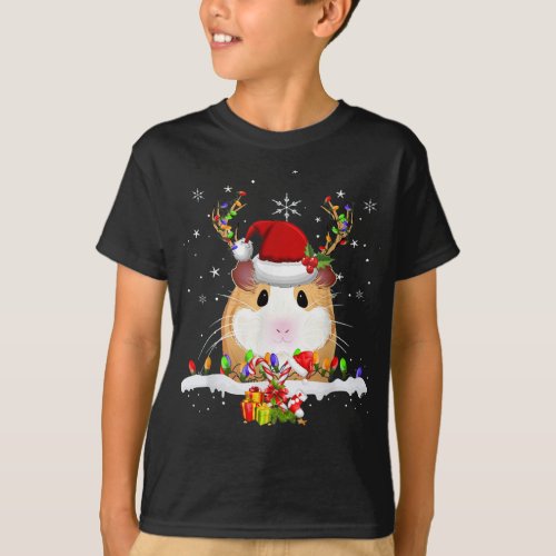 Guinea Pig Christmas Reindeer Christmas Lights T_Shirt