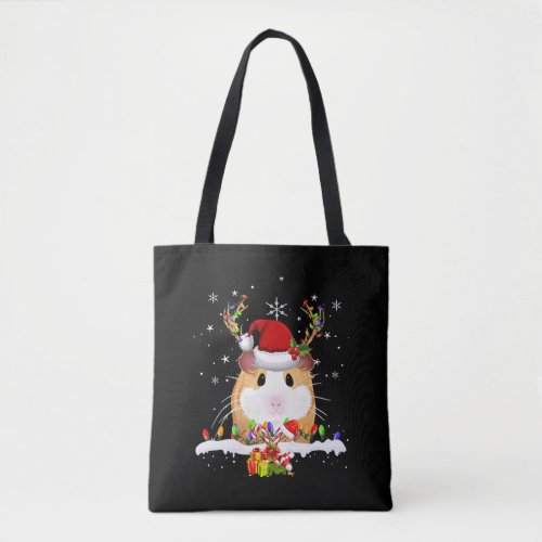 Guinea Pig Christmas Reindeer Christmas Lights Tote Bag