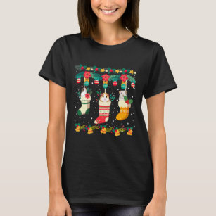 Guinea Pig Christmas Stocks X mas Lights Pajama T-Shirt