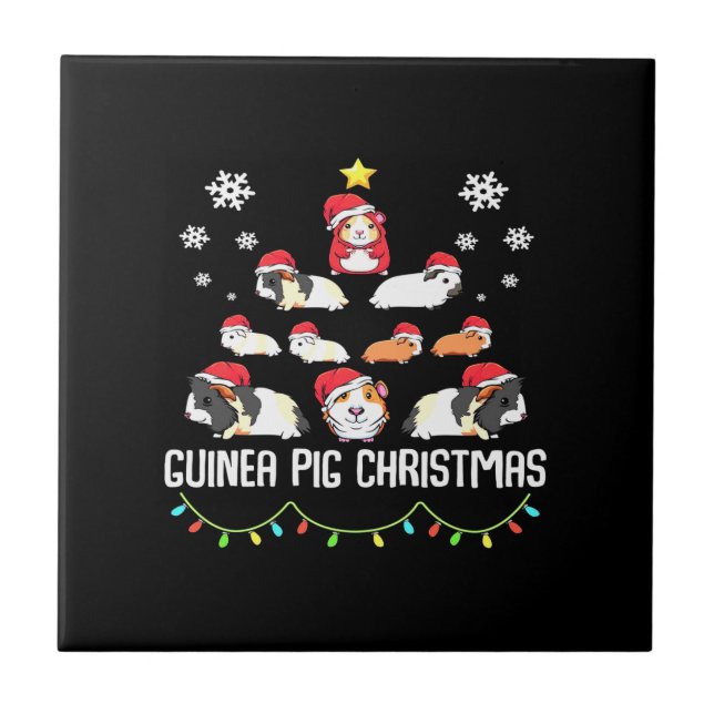 Guinea Pig Christmas Tree | Funny Guinea Pig Lover Ceramic Tile (Front)