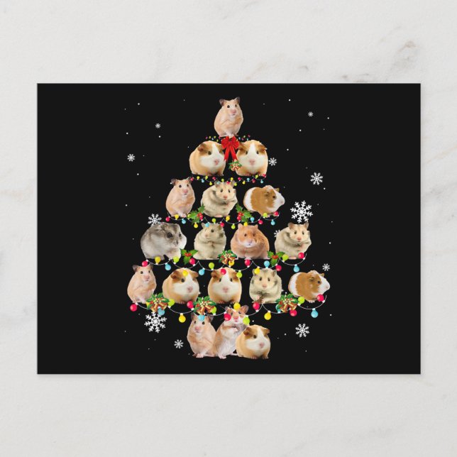 Guinea Pig Christmas Tree Lights Funny Xmas Gift Postcard (Front)