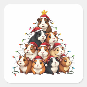 Guinea Pig Christmas Tree Merry Christmas Xmas Square Sticker