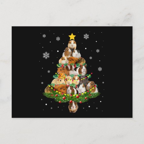 Guinea Pig Christmas Tree Santa Hat Xmas Lights Postcard
