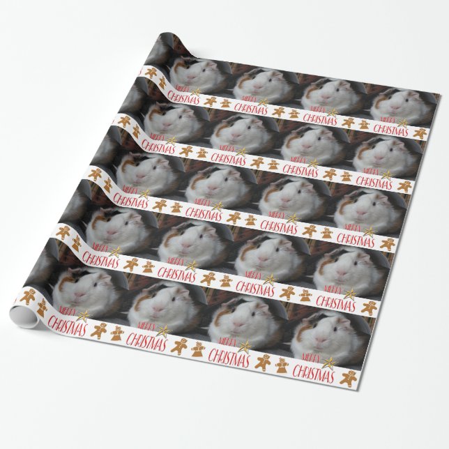 Guinea Pig Christmas Wrapping Paper (Unrolled)