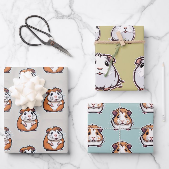 Guinea pig crazy guinea pig girl lady birthday wrapping paper sheets (Front)