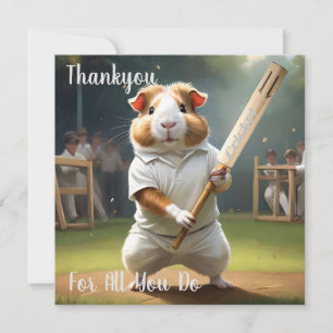 Guinea Pig Cricketer: Dressed In Whites Thank You Card