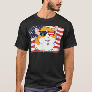 Guinea Pig Dad Mom American Flag 4th of July USA T-Shirt