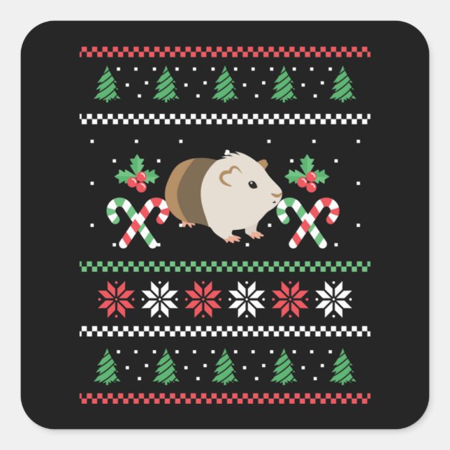 Guinea pig Dad ugly Christmas Square Sticker (Front)