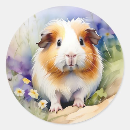 Guinea Pig Delicate Watercolor Classic Round Sticker