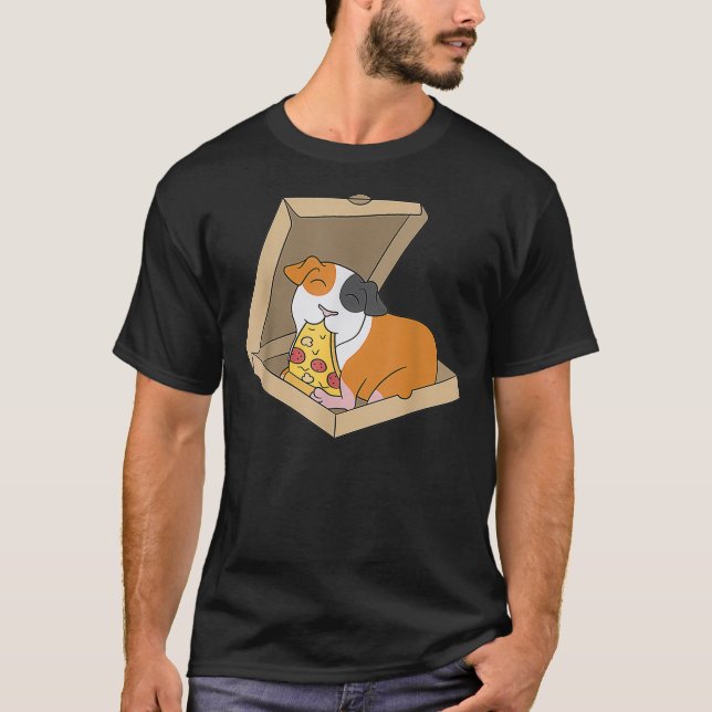 Guinea Pig Eating Pizza Funny Pet  T-Shirt (Front)