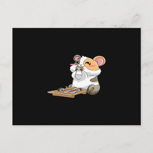 Guinea Pig Eating Sushika  Guinea Pig Kawaii Postcard