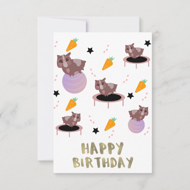 Guinea Pig Fitness Gym Funny Design Card (Front)