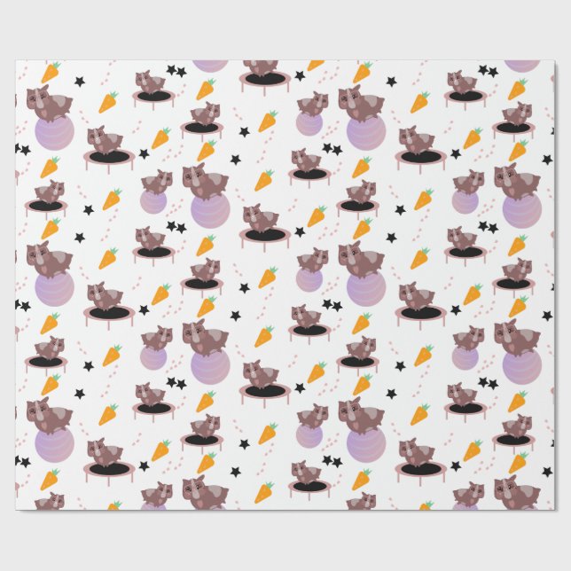 Guinea Pig Fitness Gym Funny Design Wrapping Paper (Flat)