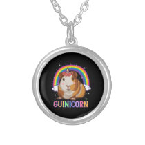 Guinea Pig For Girls Guinea Pig Unicorn Silver Plated Necklace