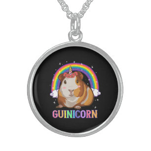 Guinea Pig For Girls Guinea Pig Unicorn Sterling Silver Necklace