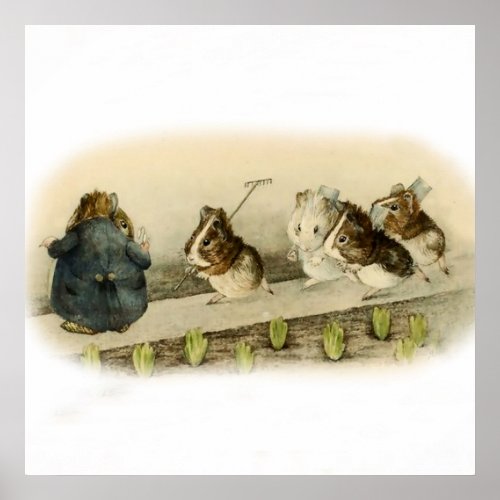 Guinea Pig Garden by Beatrix Potter Poster