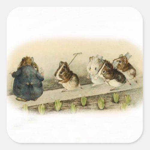 Guinea Pig Garden by Beatrix Potter Square Sticker