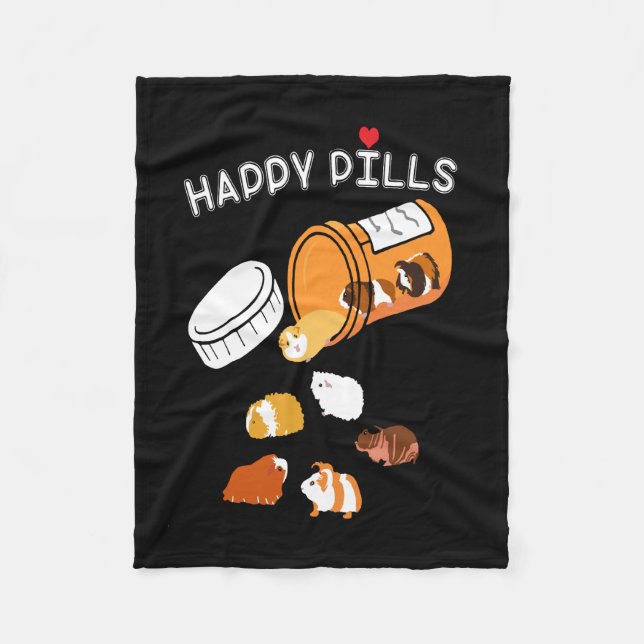 Guinea Pig Gift | Happy Pills Guinea Pig Fleece Blanket (Front)