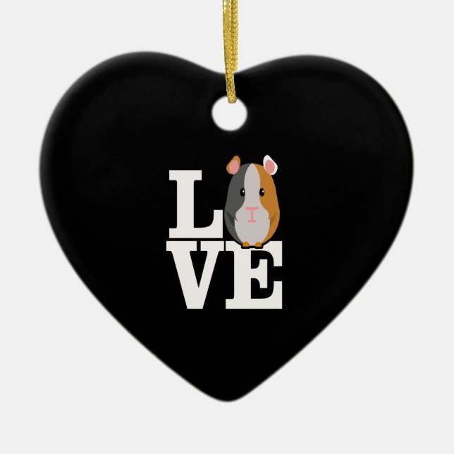 Guinea Pig Gift | Love Guinea Pig Gifts Ceramic Ornament (Front)