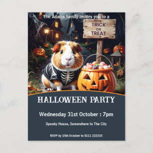 Guinea Pig Halloween Party Invitation Postcard