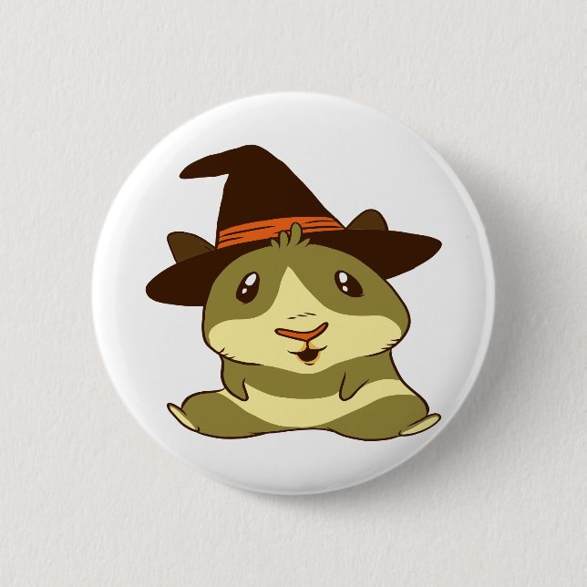 Guinea Pig Halloween Witch Button (Front)