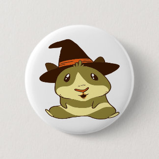 Guinea Pig Halloween Witch Button