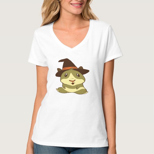 Guinea Pig Halloween Witch T-Shirt (Front)