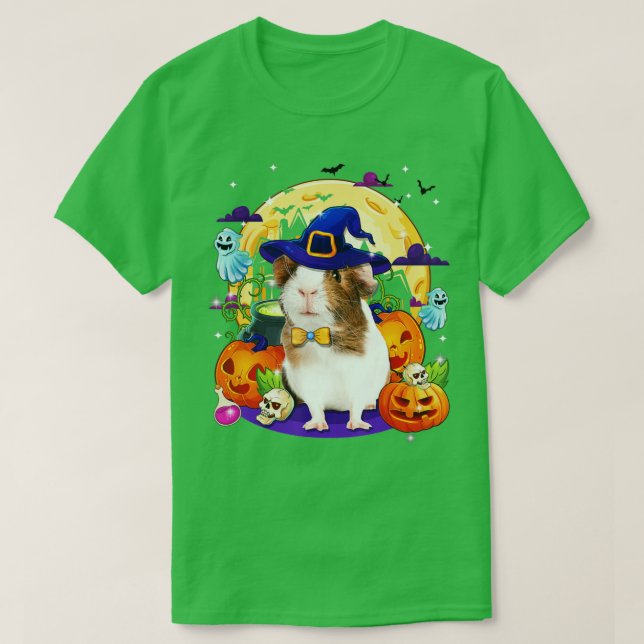 Guinea Pig Halloween With Moon Pumpkin Boo Kids Gi T-Shirt (Design Front)