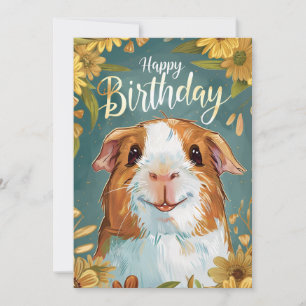 Guinea Pig Happy Birthday Holiday Card