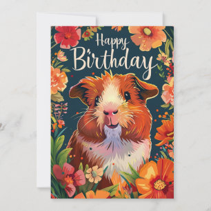 Guinea Pig Happy Birthday Holiday Card