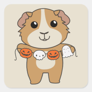 Guinea Pig Happy Halloween Pumpkin Costume Square Sticker