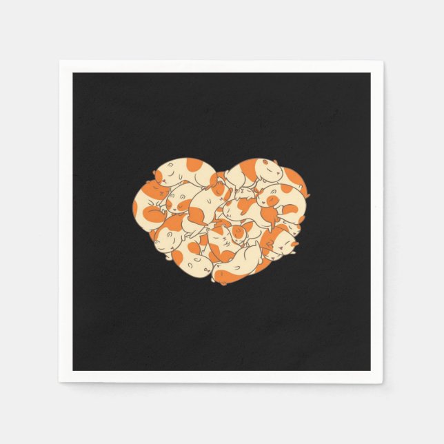 Guinea Pig Heart Love | Cute Baby Guinea Pig Napkins (Front)