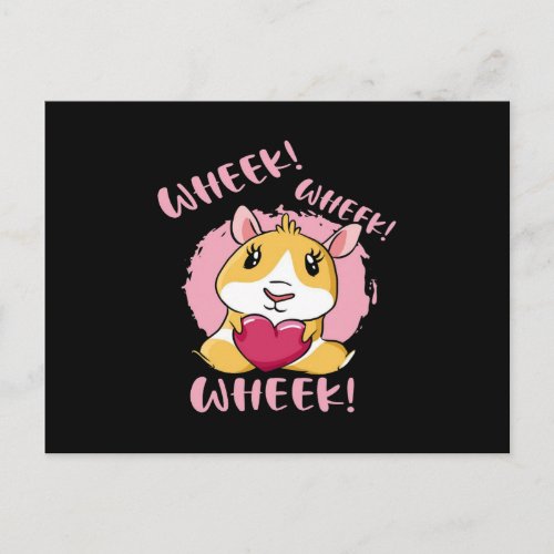 Guinea Pig Heart Wheek  Cute Baby Pet Lover Postcard