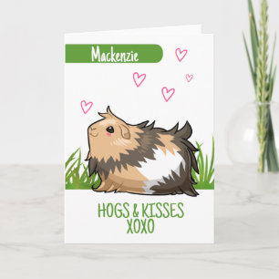 Guinea Pig Hogs and Kisses personalized Valentines Holiday Card