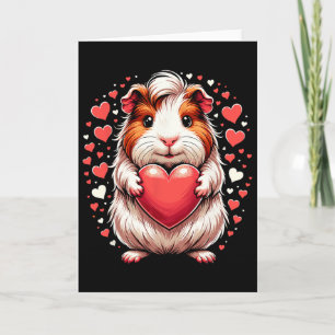 Guinea Pig Holding Heart Valentine's Day Cute Vale Card