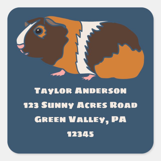 Guinea Pig Illustration Return Address Label (Front)