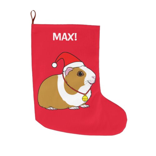 Guinea Pig In a Santa Hat and Bow Large Christmas Stocking